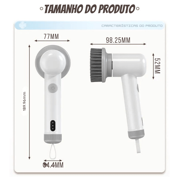 Escova de Limpeza Elétrica Sem Fio Profissional